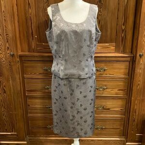 Le Suit taupe top skirt set sz 14